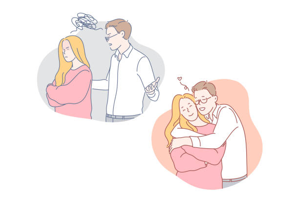 istockphoto-1203718957-612x612 Relationship, reconciliation, quarrel set concept. Couple man husband and woman wife reconcile with each other. Frustrated boyfriend and angry stressful girlfriend quarrel in unhappy relationship.